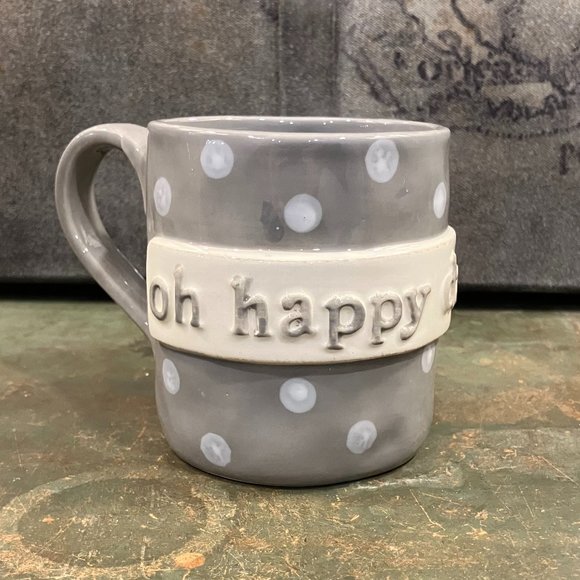 Mud Pie Oh Happy Day 16oz Ceramic Mug NWT - Picture 3 of 6